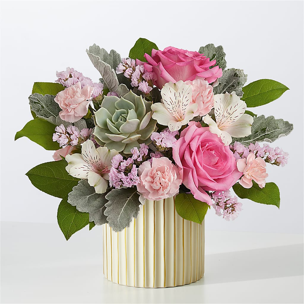 Dusty Rose Bouquet with Ivory Vase – WOYSHNER'S FLOWER SHOP, Lackawanna NY