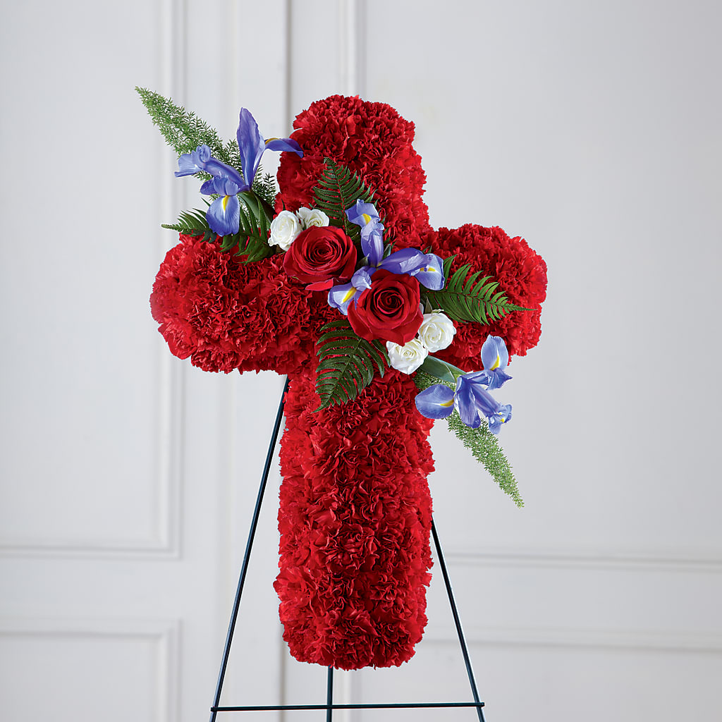 Faithful Hero Floral Cross – WOYSHNER'S FLOWER SHOP, Lackawanna NY