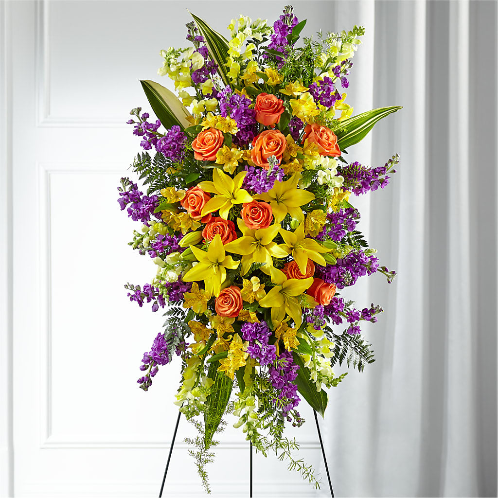Thoughtful Prayers Standing Spray – WOYSHNER'S FLOWER SHOP, Lackawanna NY