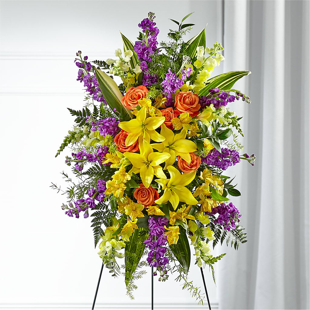 Thoughtful Prayers Standing Spray – WOYSHNER'S FLOWER SHOP, Lackawanna NY