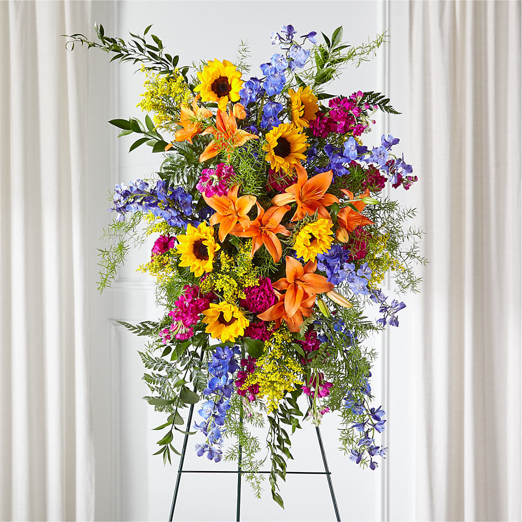 Sunlit Memories Standing Spray (Standard) – WOYSHNER'S FLOWER SHOP, Lackawanna NY