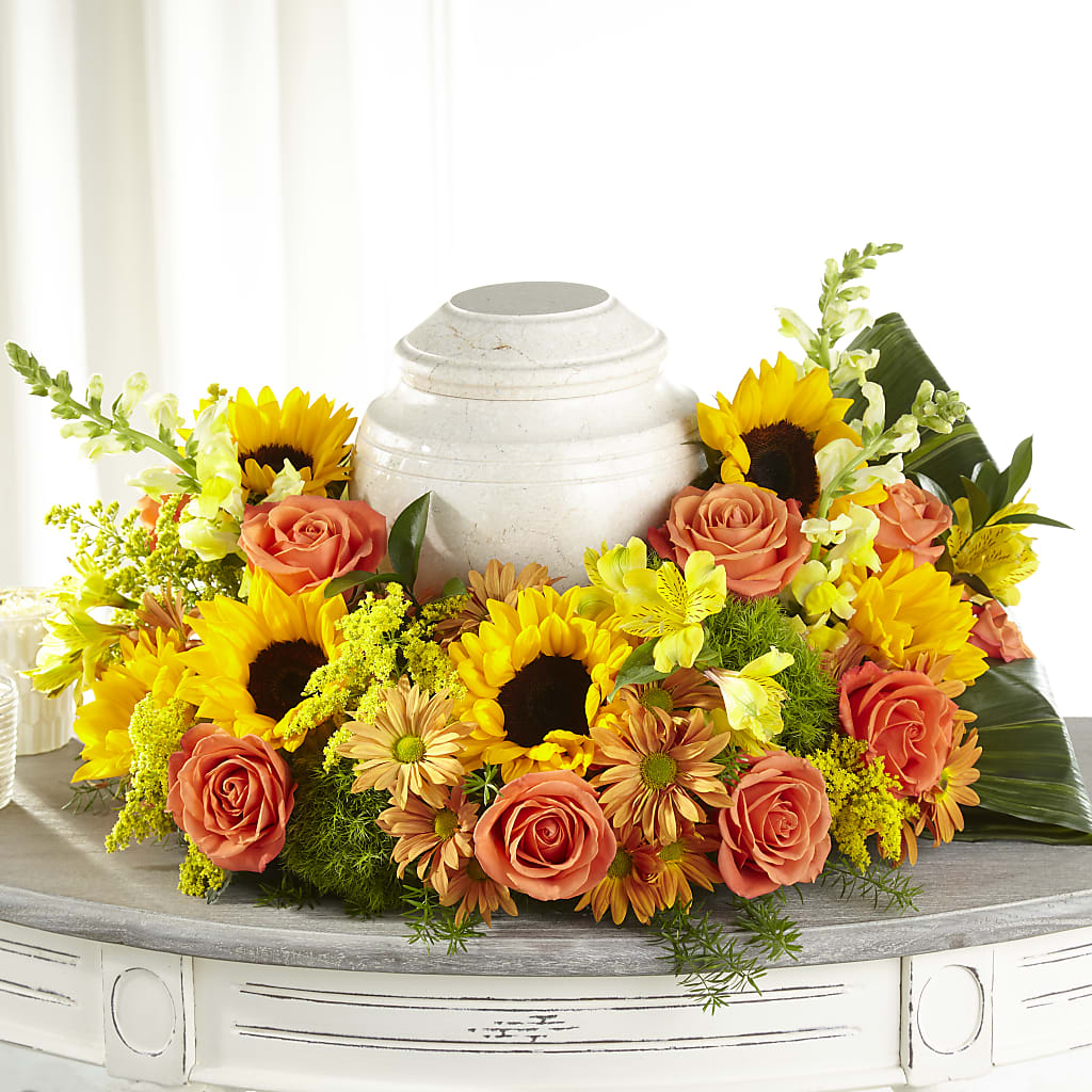 Faithful Sunflower Cremation Adornment – WOYSHNER'S FLOWER SHOP, Lackawanna NY
