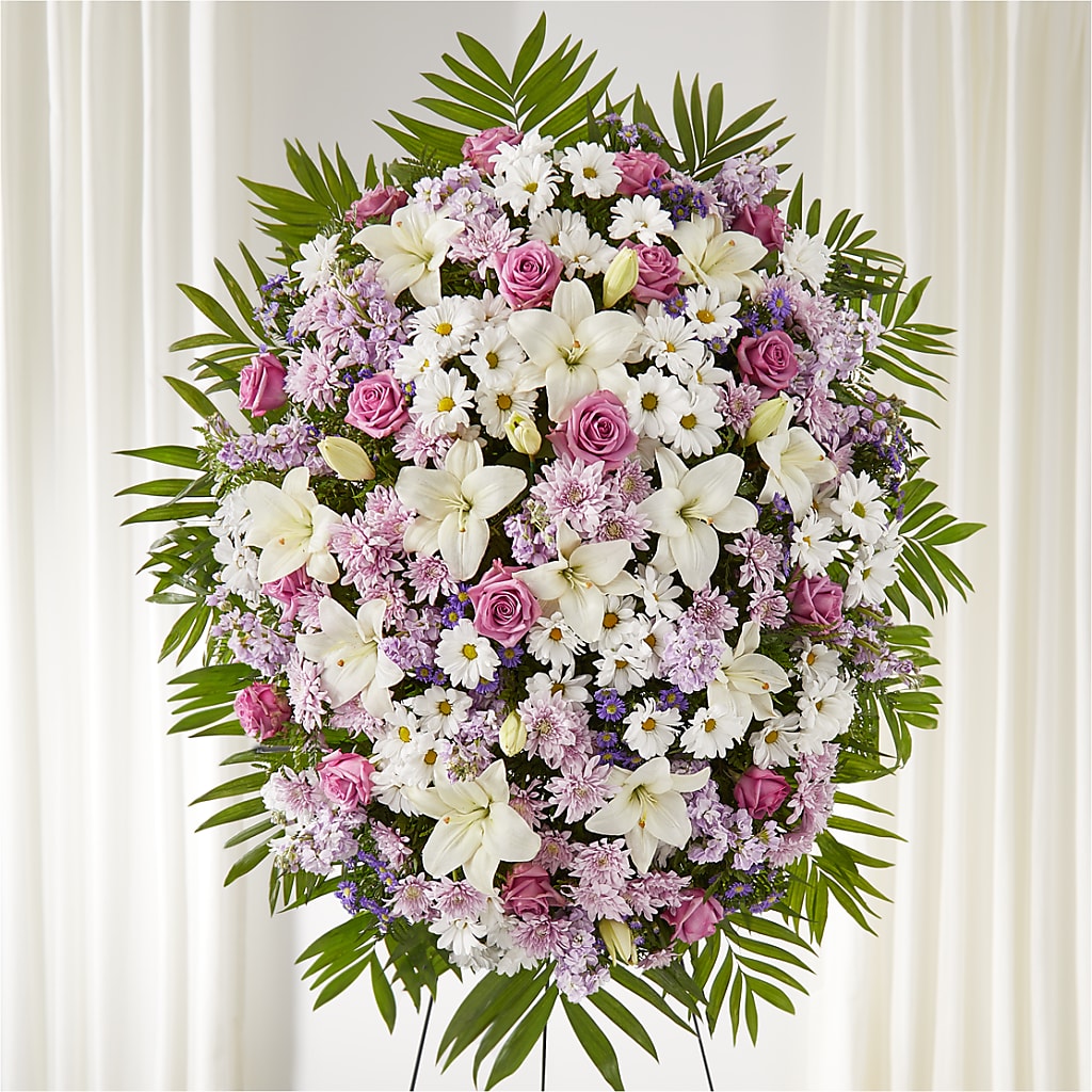 Surrounded by Love Standing Spray – WOYSHNER'S FLOWER SHOP, Lackawanna NY