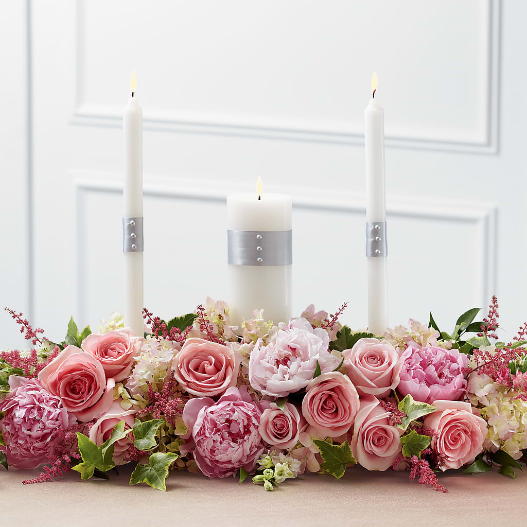 Worldwide Romance Unity Candle Arrangement – WOYSHNER'S FLOWER SHOP, Lackawanna NY