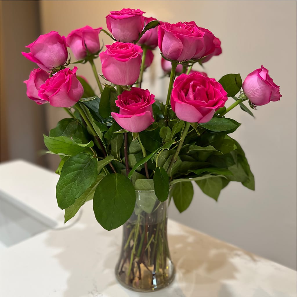 Long Stem Pink Rose Bouquet – WOYSHNER'S FLOWER SHOP, Lackawanna NY