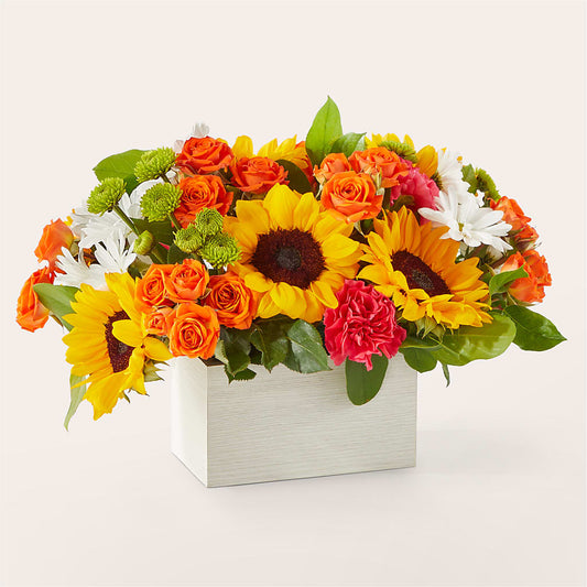 Sun-drenched Blooms Box Bouquet – WOYSHNER'S FLOWER SHOP, Lackawanna NY