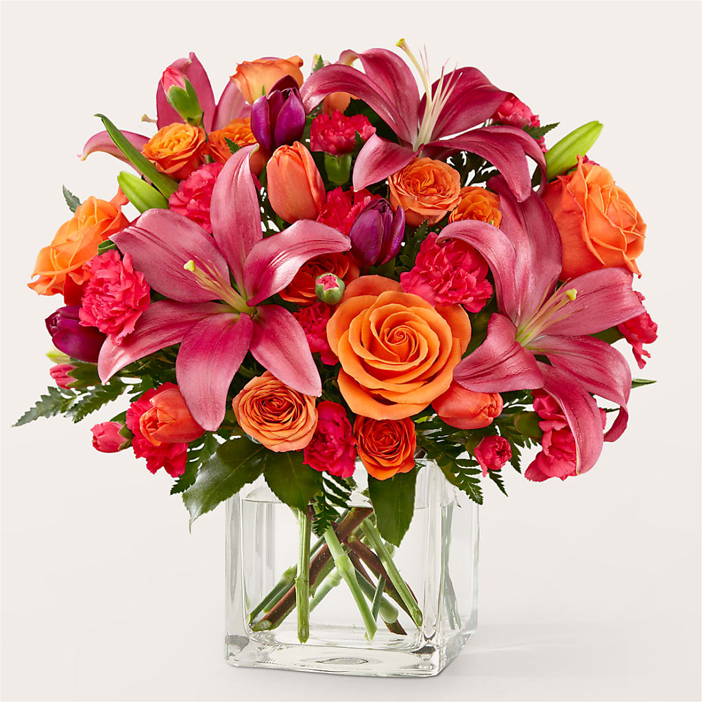 lily flower delivery Lucky Lily Bouquet – orange, pink, purple flower arrangement | Lackawanna, NY