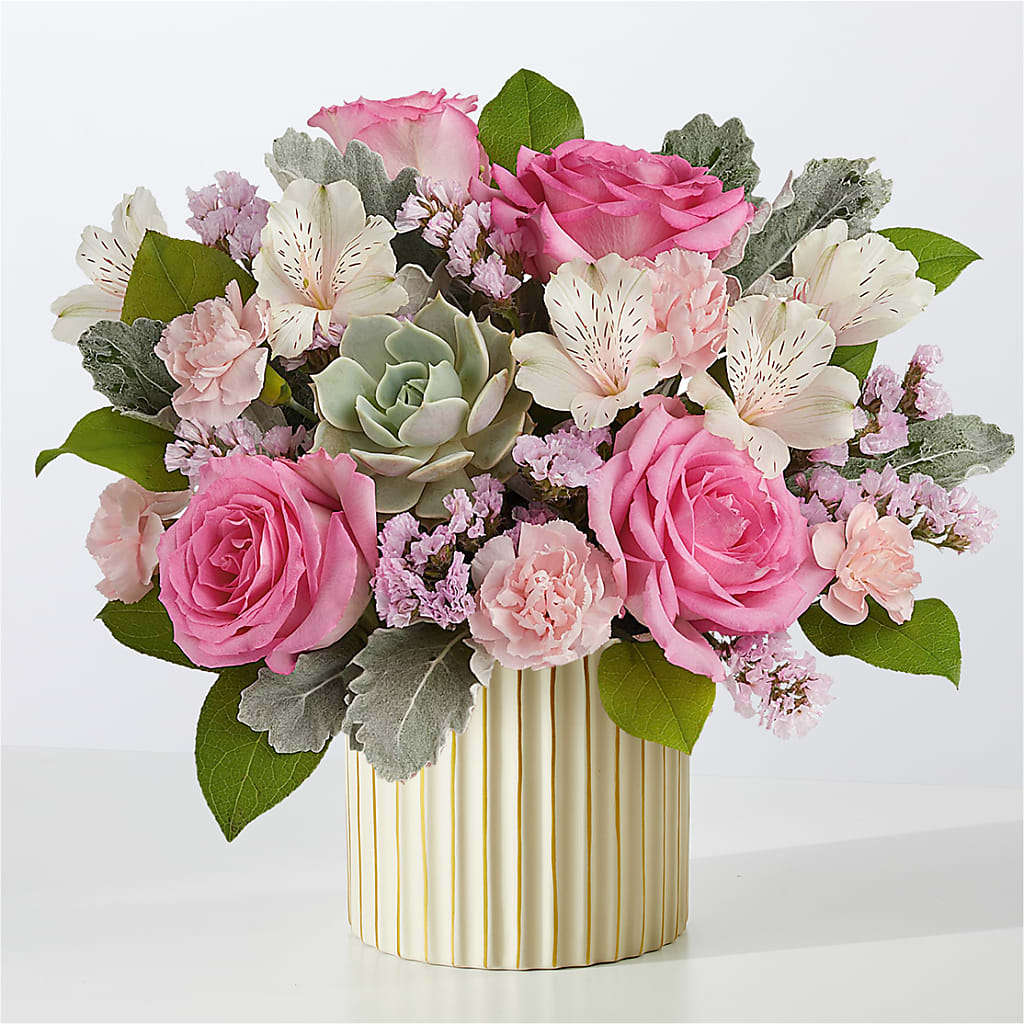 Dusty Rose Bouquet with Ivory Vase – WOYSHNER'S FLOWER SHOP, Lackawanna NY