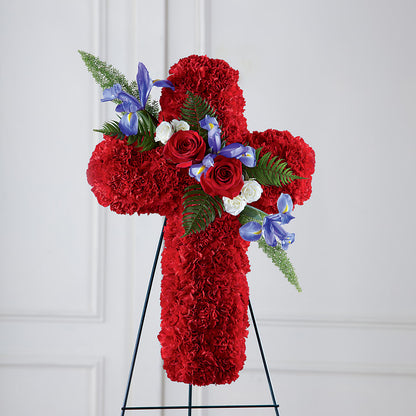 Faithful Hero Floral Cross – WOYSHNER'S FLOWER SHOP, Lackawanna NY