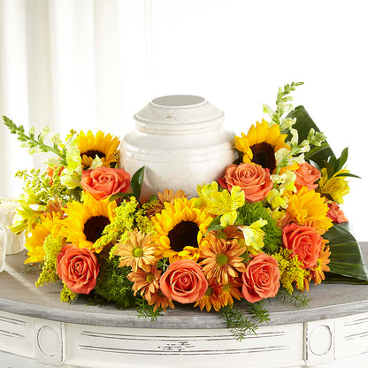 Faithful Sunflower Cremation Adornment – WOYSHNER'S FLOWER SHOP, Lackawanna NY