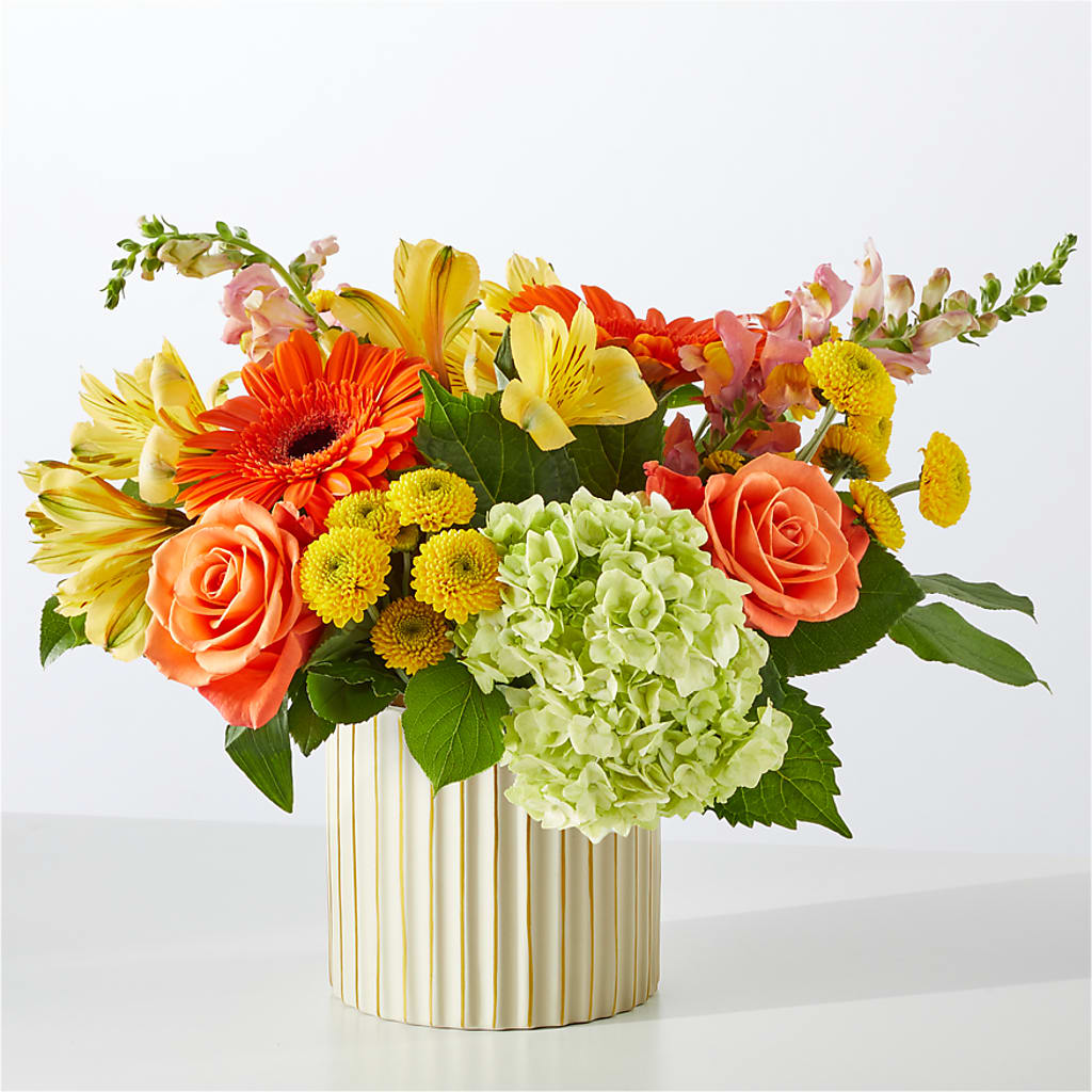 Autumn Sunshine Bouquet with Ivory Vase – WOYSHNER'S FLOWER SHOP, Lackawanna NY