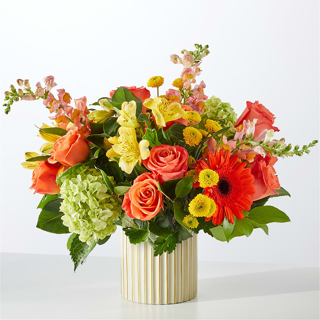 Autumn Sunshine Bouquet with Ivory Vase – WOYSHNER'S FLOWER SHOP, Lackawanna NY