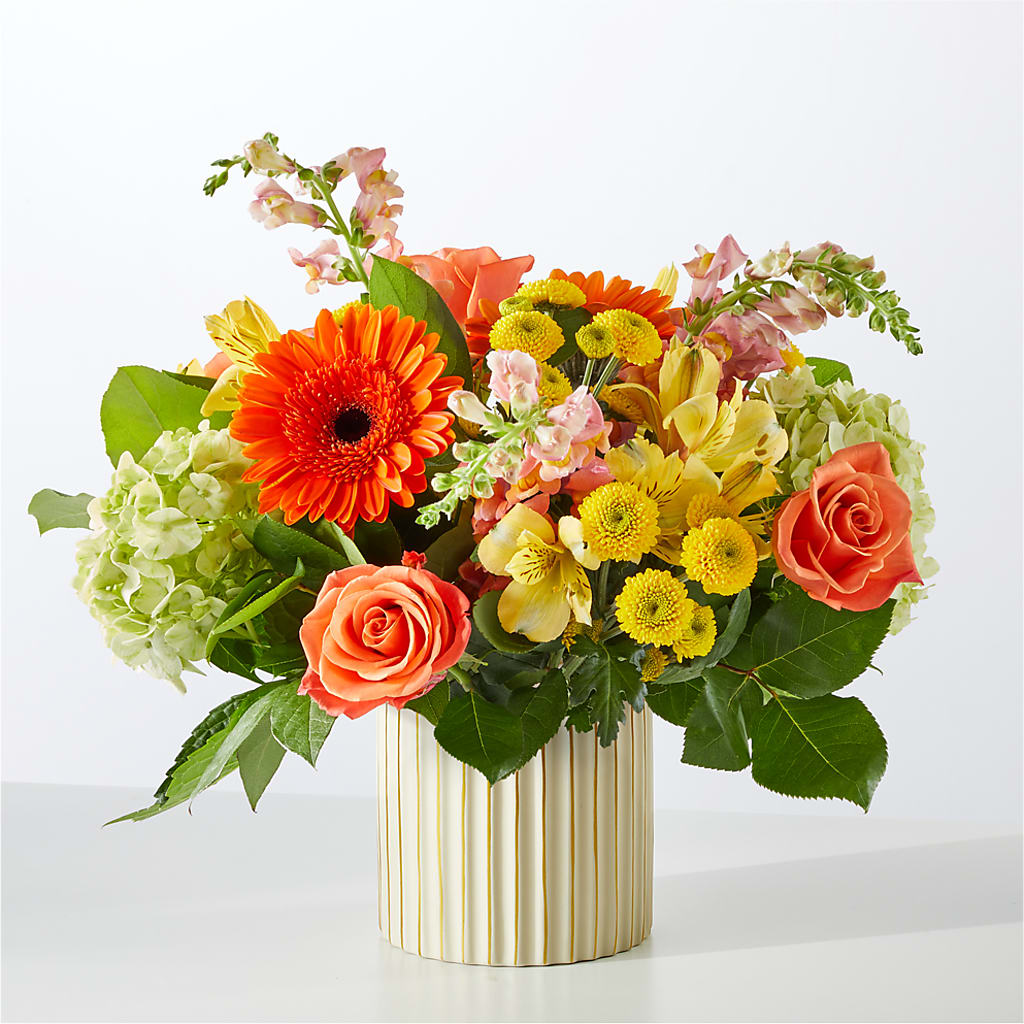 Autumn Sunshine Bouquet with Ivory Vase – WOYSHNER'S FLOWER SHOP, Lackawanna NY