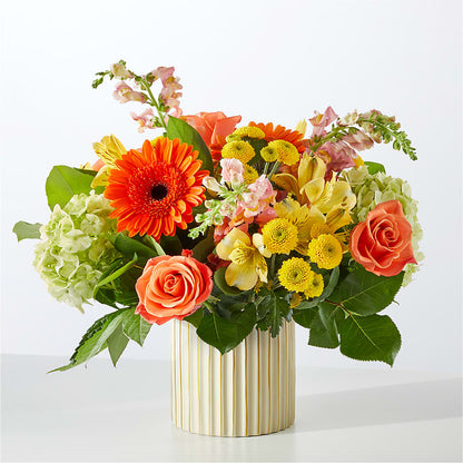 Autumn Sunshine Bouquet with Ivory Vase – WOYSHNER'S FLOWER SHOP, Lackawanna NY