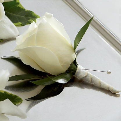 White Rose Boutonniere – WOYSHNER'S FLOWER SHOP, Lackawanna NY